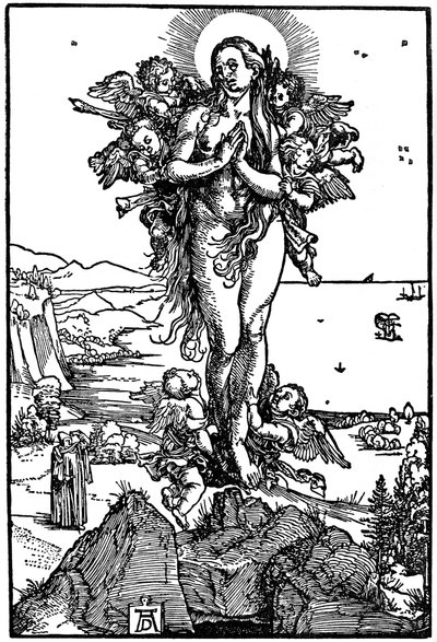 Maria Magdalenan taivaaseenastuminen, 1507-1510, 1936 tekijältä Albrecht Dürer