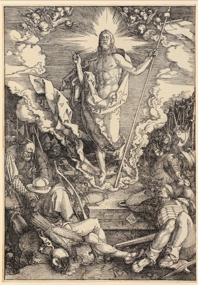 Kristuksen ylösnousemus, sivu 12 sarjasta ”Suuri passio” tekijältä Albrecht Dürer