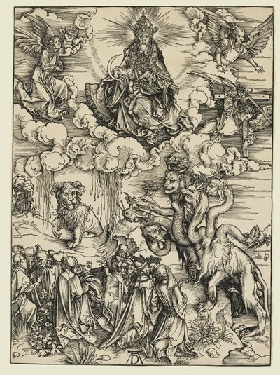 Peto, jolla on kaksi karitsan sarvien kaltaista sarvea tekijältä Albrecht Dürer