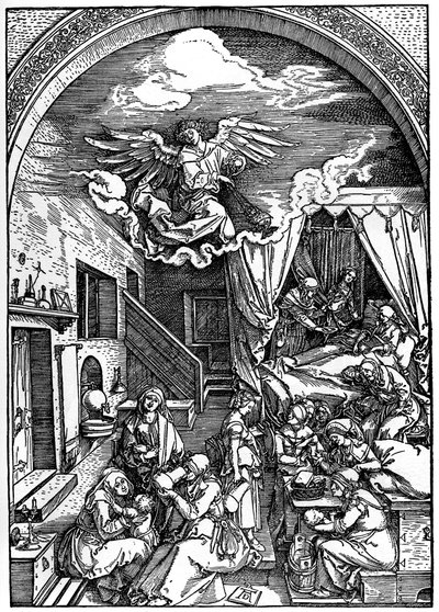 Neitsyen syntymä, 1502-1505, 1936 tekijältä Albrecht Dürer