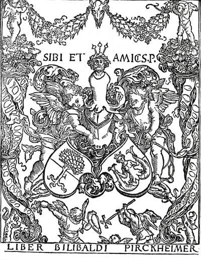 Willibald Pirkheimerin kirjakilpi, c1502-1503, 1906 tekijältä Albrecht Dürer