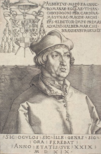 Cardinal Albrecht Brandenburgilainen Pieni kardinaali, 1519. tekijältä Albrecht Dürer