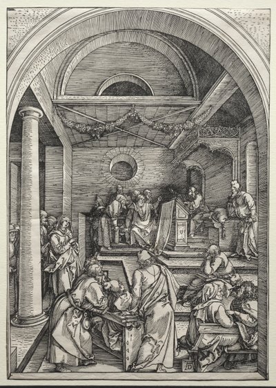 Kristus kiistelee lääkäreiden kanssa tekijältä Albrecht Dürer