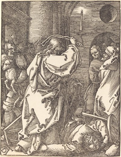 Kristus karkottaa rahanlainaajat temppelistä tekijältä Albrecht Dürer