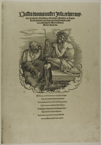 Sotilaan pilkkaama Kristus, murheiden mies, elokuvasta Suuri passio (The Large Passion) tekijältä Albrecht Dürer