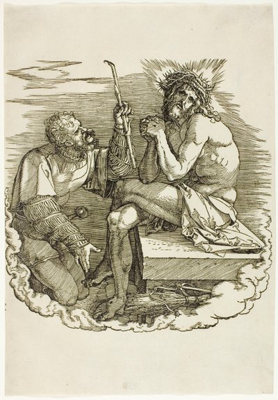 Kristus, surujen mies, sotilaan pilkkaama, etukappale elokuvasta Suuri kärsimys tekijältä Albrecht Dürer