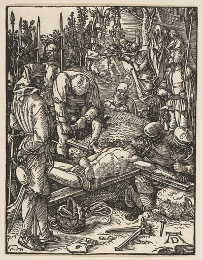 Kristus ristille naulattuna, pienestä kärsimyksestä, n. 1509. tekijältä Albrecht Dürer