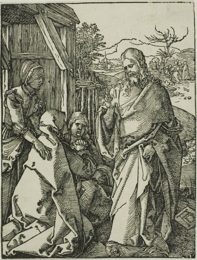 Kristus jättää äitinsä, pienestä puupiirrospassiosta tekijältä Albrecht Dürer