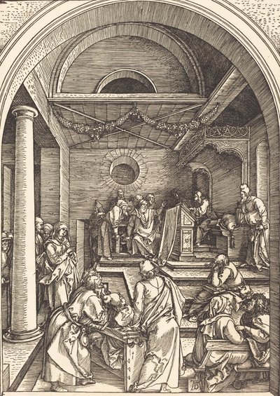 Kristus lääkäreiden joukossa, n. 15031504. tekijältä Albrecht Dürer