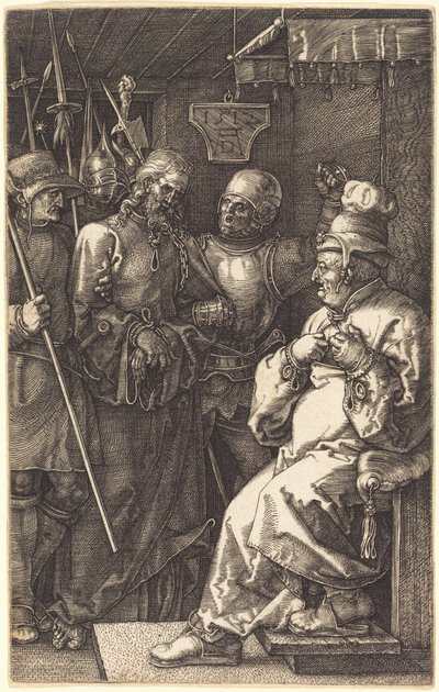 Kristus Kaifaksen edessä tekijältä Albrecht Dürer