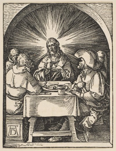 Kristus Emmauksessa, sarjasta "Pieni passio" tekijältä Albrecht Dürer