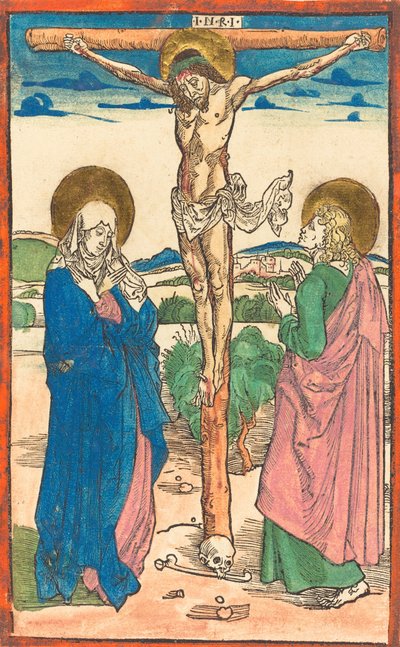 Kristus ristillä Neitsyen ja Pyhän Johanneksen välillä, 1493. tekijältä Albrecht Dürer