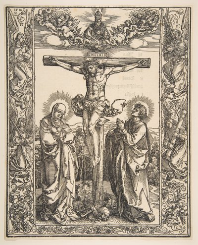 Kristus ristillä Neitsyen ja Pyhän Johanneksen välillä, 1516. tekijältä Albrecht Dürer