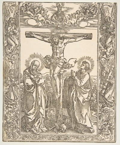 Kristus ristillä Neitsyen ja Pyhän Johanneksen välillä, 1516. tekijältä Albrecht Dürer