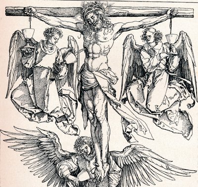 Kristus ristillä kolmen enkelin kanssa, 1523-1525 1906 tekijältä Albrecht Dürer