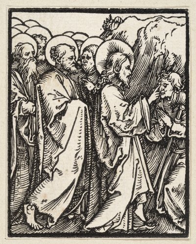 Kristus parantaa sokean (teoksesta Postilla, 43 puupiirrosta) tekijältä Albrecht Dürer