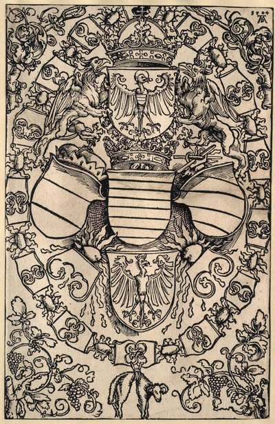 Maksimilianin vaakuna roomalaisten kuninkaana tekijältä Albrecht Dürer