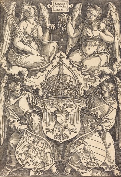 Saksan valtakunnan ja Nürnbergin kaupungin vaakuna, 1521. tekijältä Albrecht Dürer