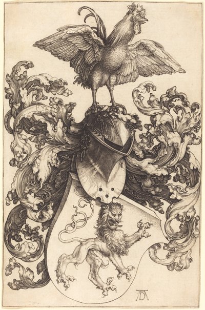 Vaakuna, jossa leijona ja kukko tekijältä Albrecht Dürer