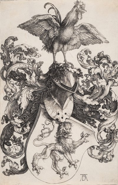 Vaakuna, jossa leijona ja kukko tekijältä Albrecht Dürer