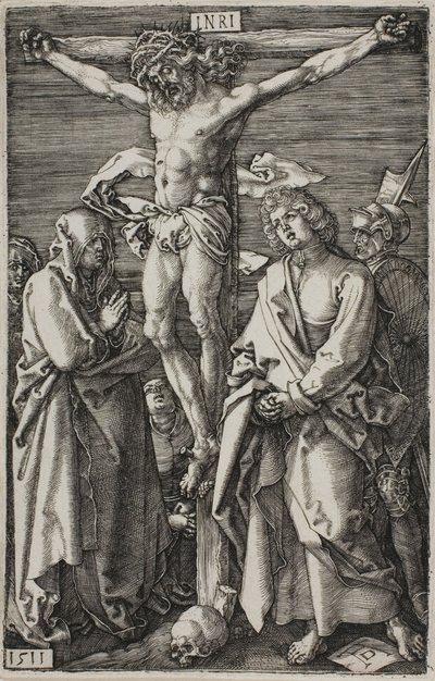 Ristiinnaulitseminen, teoksesta The Engraved Passion tekijältä Albrecht Dürer