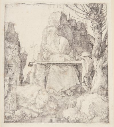 Pyhä Jerome kuihtuneen pajun vieressä tekijältä Albrecht Dürer