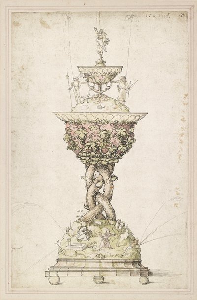 Suunnittelu pöytäsuihkulähteelle, 1509 tekijältä Albrecht Dürer