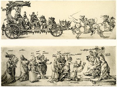 Luonnos keisari Maximilian I:n vaunuja varten. tekijältä Albrecht Dürer