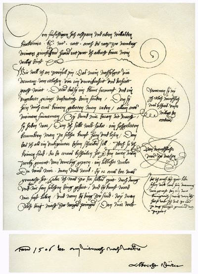 Luonnos Albrecht Durerin omistautumisesta Willibald Pirckheimerille, c1523 tekijältä Albrecht Dürer