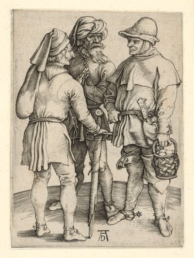 Kolme talonpoikaa keskustelemassa tekijältä Albrecht Dürer
