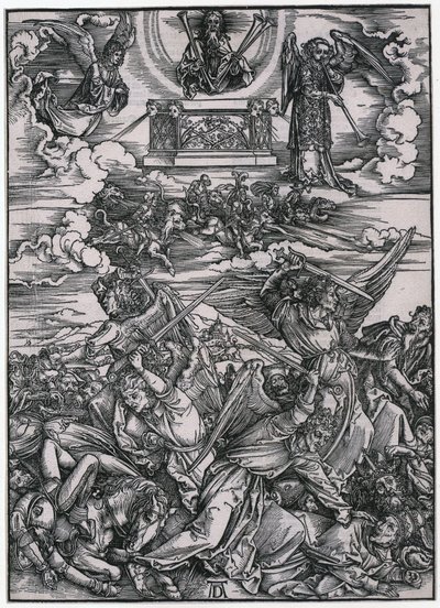 Enkelitaistelu, VII. hahmo, sarjan ”Apokalypsi” 9. arkki tekijältä Albrecht Dürer