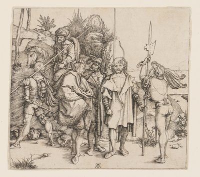 Viisi jalkasotilasta ja ratsastava turkkilainen tekijältä Albrecht Dürer