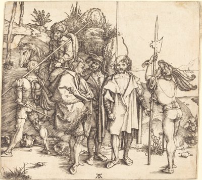 Viisi sotilasta ja turkkilainen hevosen selässä tekijältä Albrecht Dürer