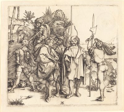 Viisi sotilasta ja turkkilainen hevosen selässä tekijältä Albrecht Dürer