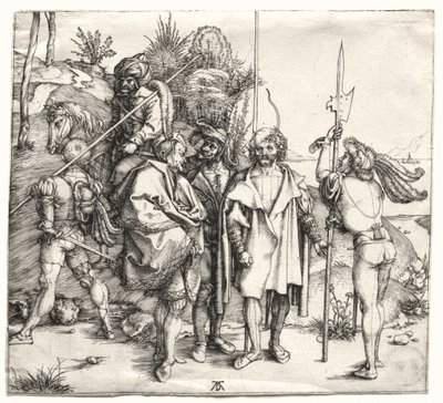 Viisi sotilasta ja turkkilainen hevosen selässä, luultavasti 1496. tekijältä Albrecht Dürer