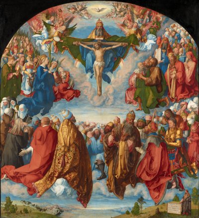 Saksa: Allerheiligenbild ("Landauer Altar") Kolminaisuuden palvominen. tekijältä Albrecht Dürer