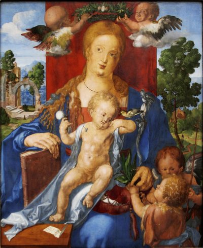 Saksaksi: Die Madonna mit dem Zeisig Madonna ja siippa (Madonna ja siippa) tekijältä Albrecht Dürer