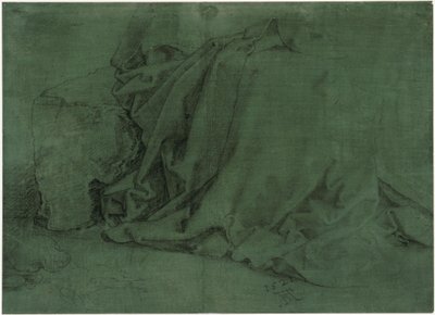 Kivipenkillä istuvan naisen vaatetutkielma tekijältä Albrecht Dürer