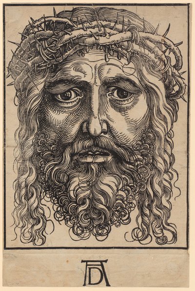Kristuksen suuri pää orjantappurakruunuineen tekijältä Albrecht Dürer