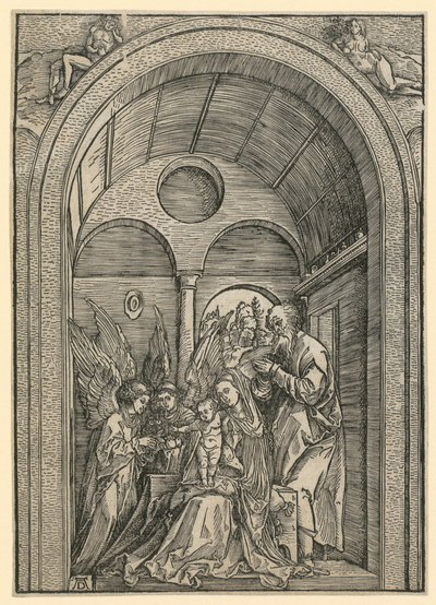 Pyhä perhe ja kaksi enkeliä holvissa tekijältä Albrecht Dürer