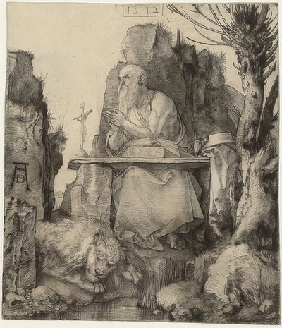 Pyhä Jerome pajun vieressä. 1512 tekijältä Albrecht Dürer