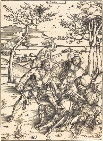 Hercules valloittaa Cacuksen ("Hercules") tekijältä Albrecht Dürer