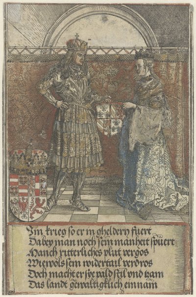 Burgundialainen avioliitto: Maximilian menee naimisiin Burgundin Marian kanssa Keisari Maximilian I:n riemukaari (sarjan nimi) tekijältä Albrecht Dürer
