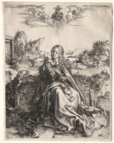 Pyhä perhe perhosen kanssa, n. 1495. tekijältä Albrecht Dürer