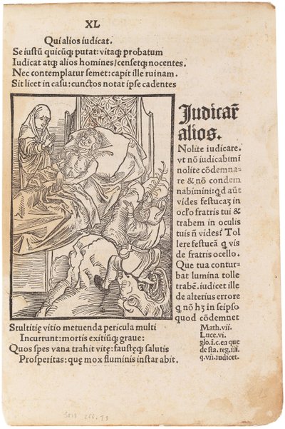 Kuvitus Sebastian Brantin kirjaan Hullujen laiva, 1494. tekijältä Albrecht Dürer