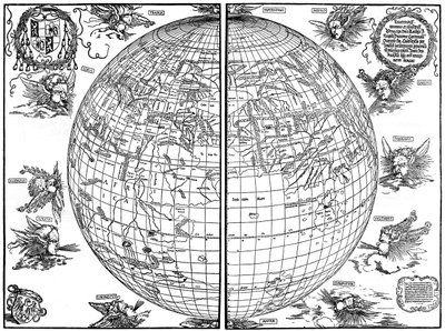 Johannes Stabiuksen maailmankartta, 1515, 1936 tekijältä Albrecht Dürer
