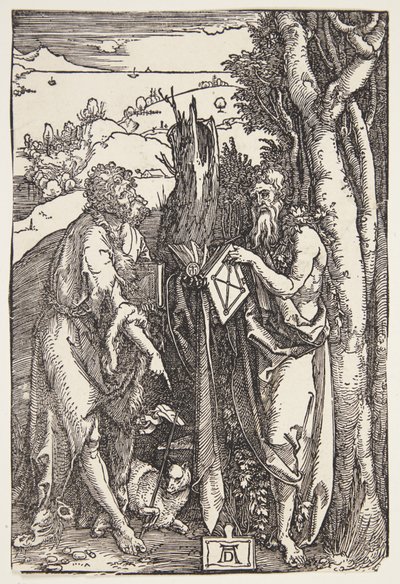 Johannes Kastaja ja Pyhä Onufrius erämaassa tekijältä Albrecht Dürer
