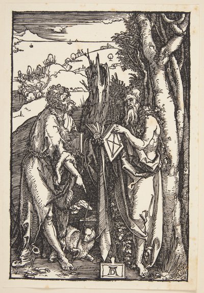 Johannes Kastaja ja Pyhä Onufrius erämaassa tekijältä Albrecht Dürer