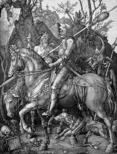 Knight, Death and the Devil, 1513 (kuparilevykaiverrus) tekijältä Albrecht Dürer