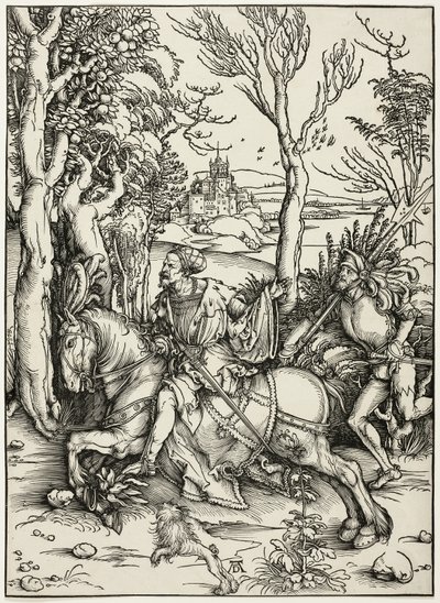 Ritari ja Landsknecht tekijältä Albrecht Dürer